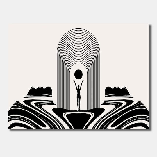 Designart - Empowered Cosmic Women Geometric Goddess Series Black And White III